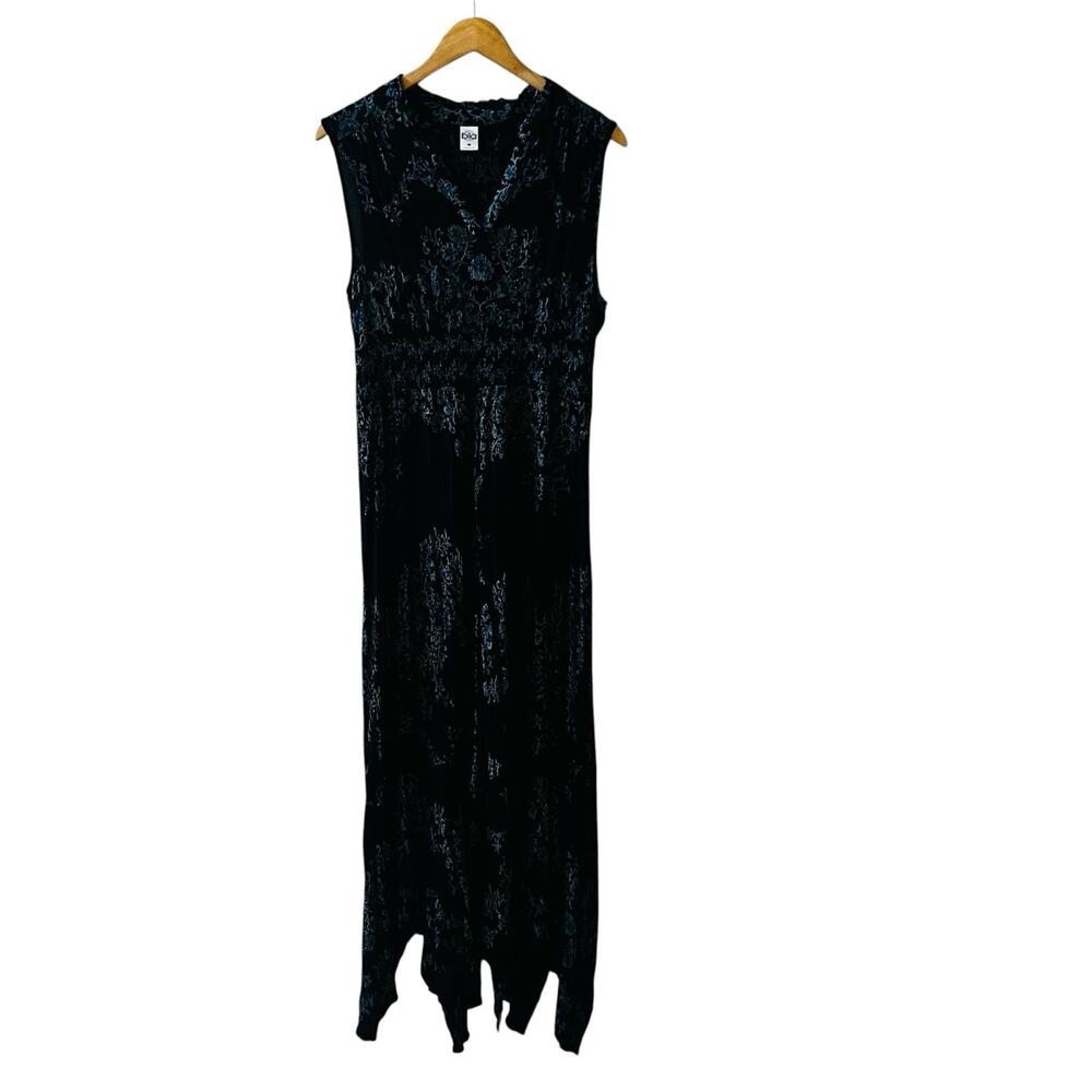Bila Navy Floral Shark Bite Sleeveless Maxi Dress Size M Medium